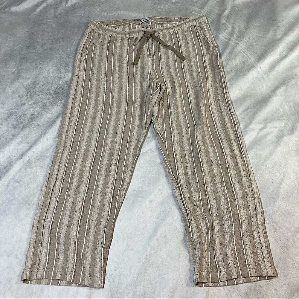 da-sh Pin Stripe Linen Blend Crop Pants Beach Boho Coastal Size Large Preowned